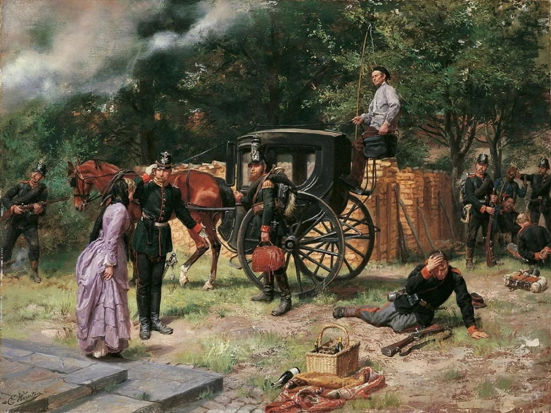 1827-Emil Johannes Hünten - I soldati prussiani accolgono l'imperatrice Eugenia